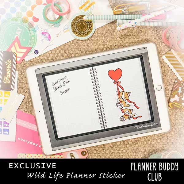 Cats on Ballon (Free Digital Planner Sticker) - Digital Scrapbooking