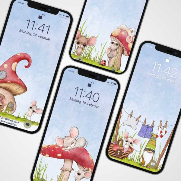 4 iPhone Wallpapers | Watercolor Wallpapers for Girls (Digital Download)