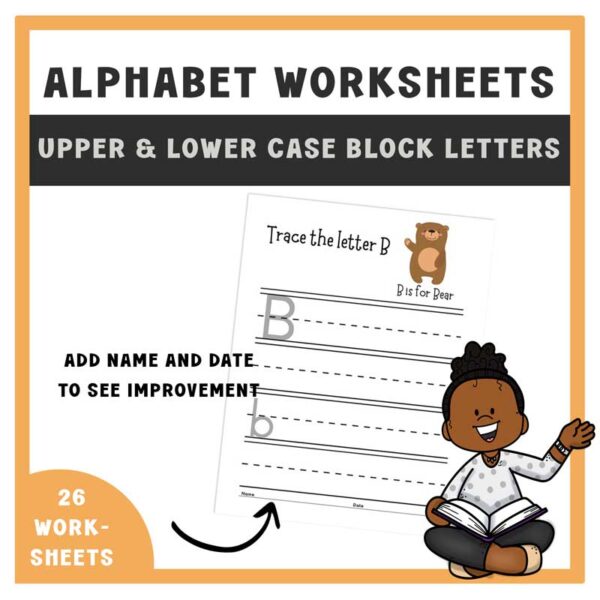 Alphabet Practice | Block Letters | Writing Letters Tracing | Print Worksheets - Image 3