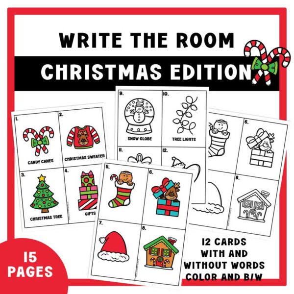 Christmas Activities: Write the Room No Prep, Kindergarten, PreK and 1st Grade