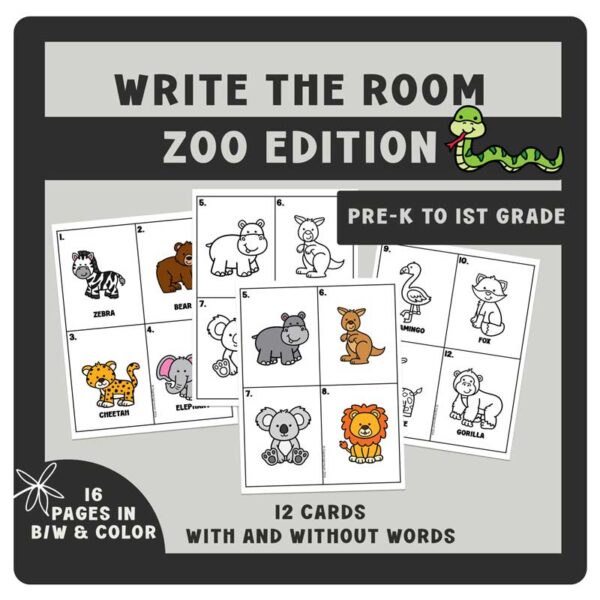 Zoo Write the Room Activity: Spring Reading Fun for PreK-2n