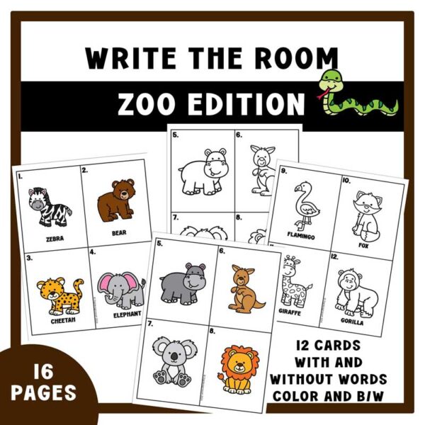 Zoo Write the Room Activity: Spring Reading Fun for PreK-2n