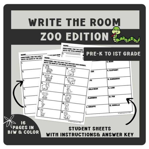 Zoo Write the Room Activity: Spring Reading Fun for PreK-2n - Image 4