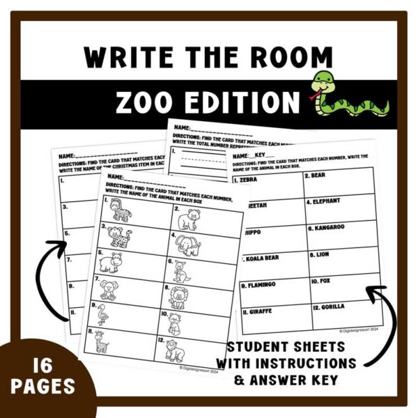 Zoo Write the Room Activity: Spring Reading Fun for PreK-2n - Image 4