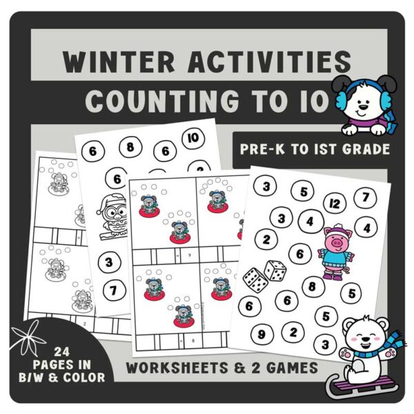 Winter Activities Counting to 10 Winter Worksheets and Winter Math