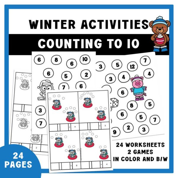 Winter Activities Counting to 10 Winter Worksheets and Winter Math