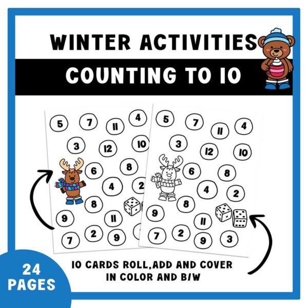 Winter Activities Counting to 10 Winter Worksheets and Winter Math - Image 2