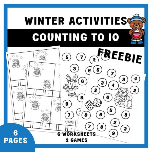 Winter Activities Counting to 10 Freebie Free Winter Worksheets and Winter Math