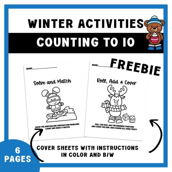 Winter Activities Counting to 10 Freebie Free Winter Worksheets and Winter Math - Image 2