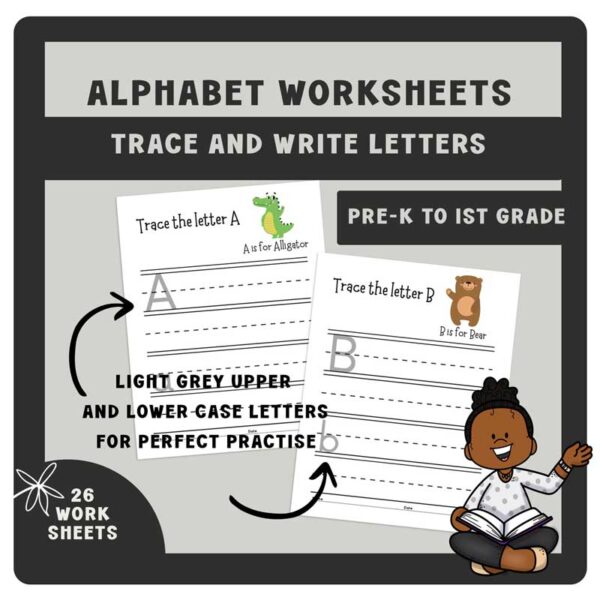 Alphabet Practice | Block Letters | Writing Letters Tracing | Print Worksheets - Image 2